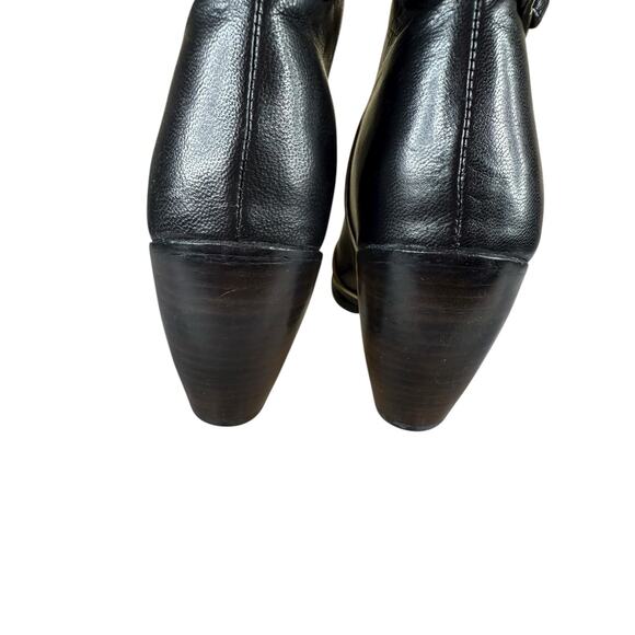 Miss Sixty Black Leather Ankle Boots 39 US 8.5 Silver Trim Western Heel - Picture 4 of 9